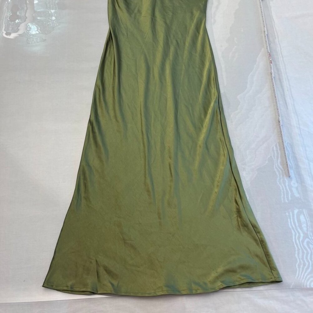 Petal & Pup Olive Green Satin Halter Maxi Dress - Picture 10 of 16